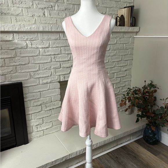Club Monaco Dresses & Skirts - Club Monaco Pale Pink Textured V-Neck Fit & Flare Mini Dress